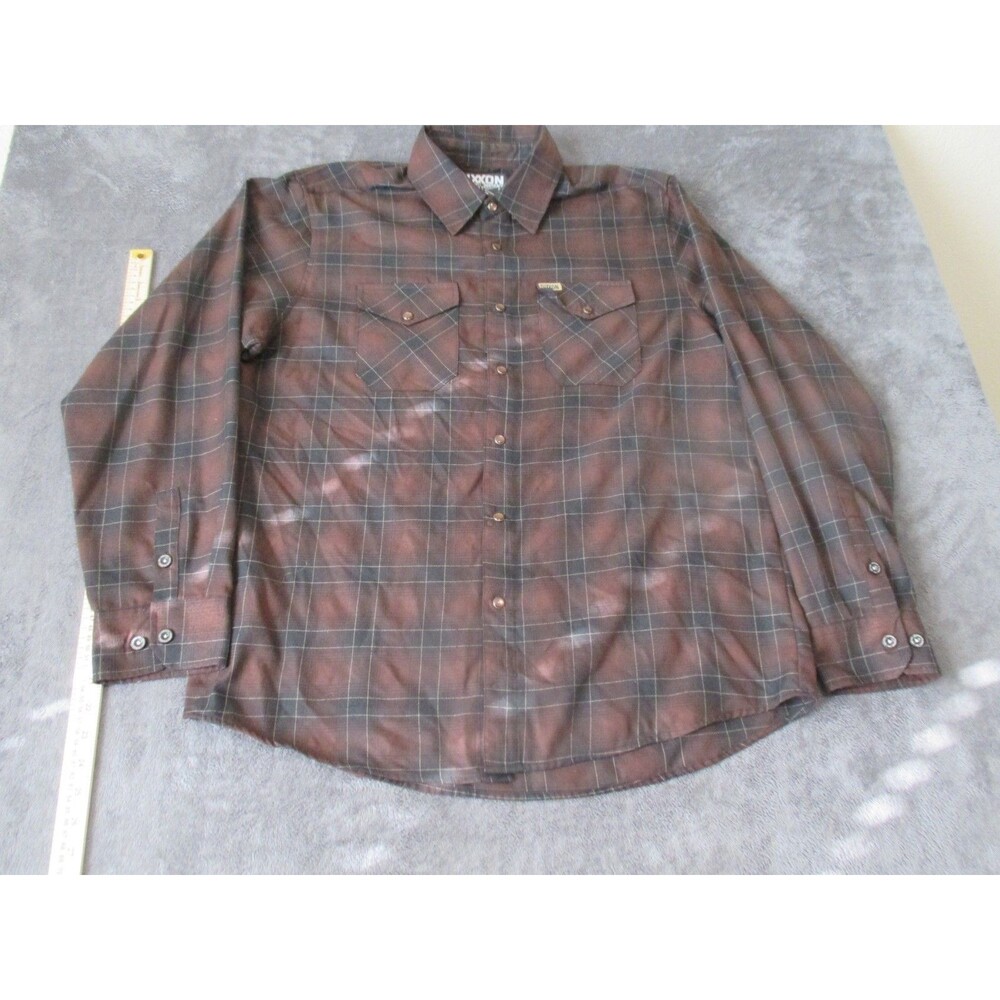 Dixxon Flannel Company Calico Brown Plaid Snap Button Up Shirt Men's XL Workwear